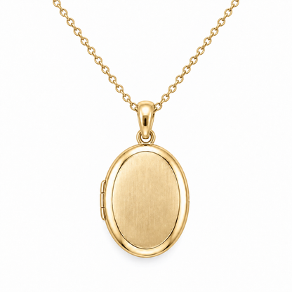 [metal:yellow-gold] Meliora Oval Locket Necklace — front — Meliora Oval Locket Necklace front design illustration [catalog-v4]