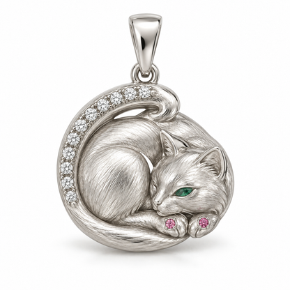 Minuit Curl Pendant — hero — [metal:white-gold] — Model styling:19-inch (48.3 cm) chain; pendant sold separately