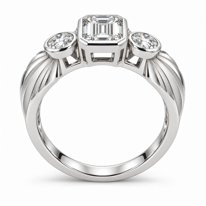 [metal:white-gold] Mirelle Fan Trilogy Setting — top — Original setting design illustration [catalog-v4]