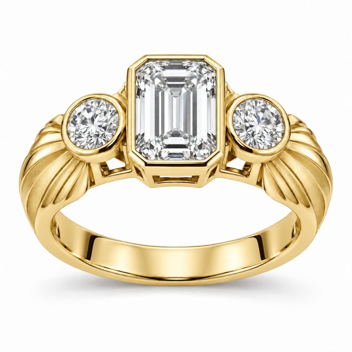 [metal:yellow-gold] Mirelle Fan Trilogy Setting — front — Original setting design illustration [catalog-v4]