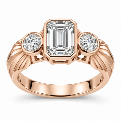 [metal:rose-gold] Mirelle Fan Trilogy Setting — front — Original setting design illustration [catalog-v4]
