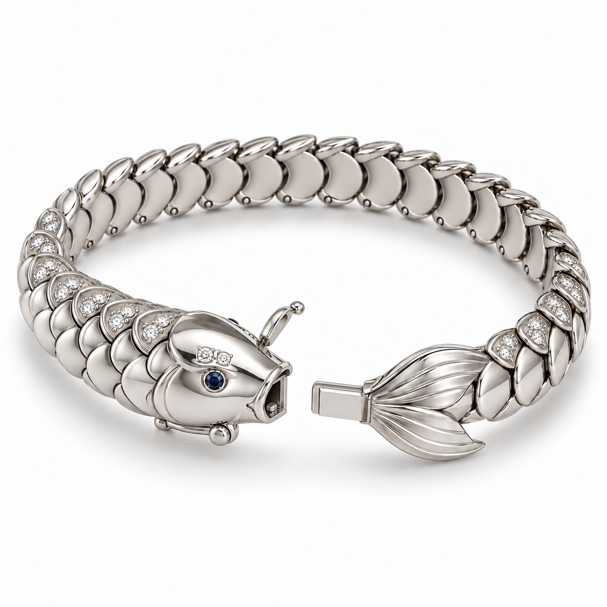 Nacre Carp Bracelet — alternate view with construction — [metal:all] — clasp opened