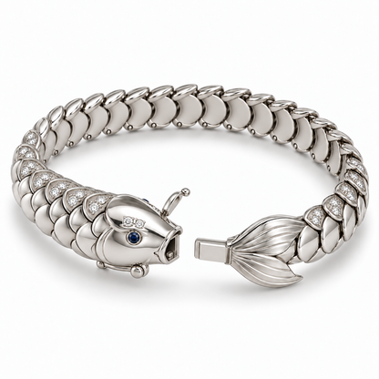Nacre Carp Bracelet — alternate view with construction — [metal:all] — clasp opened