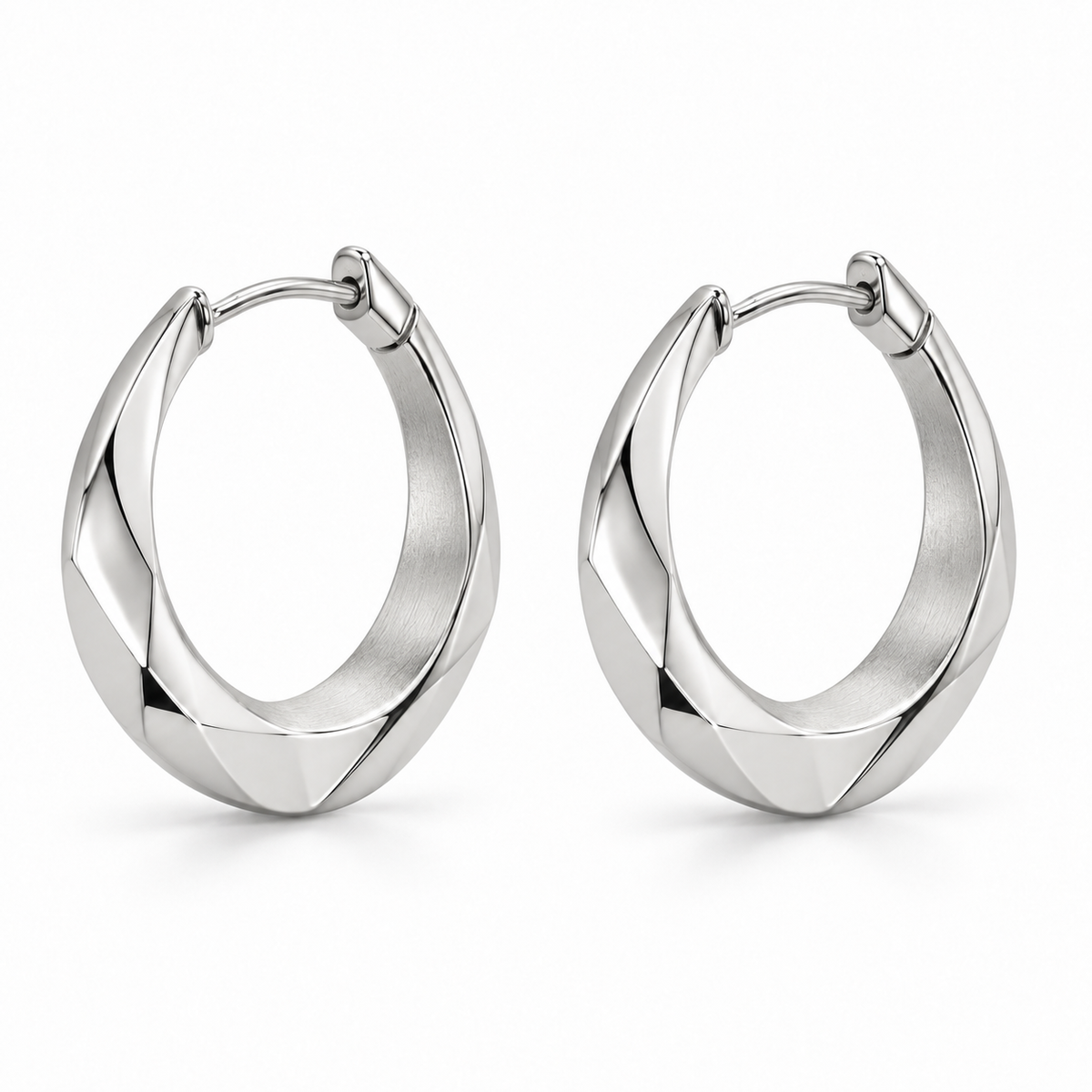 [metal:white-gold] Naverie Facet Crescent Hoops — three-quarter — Same design shown three quarter [catalog-v4]