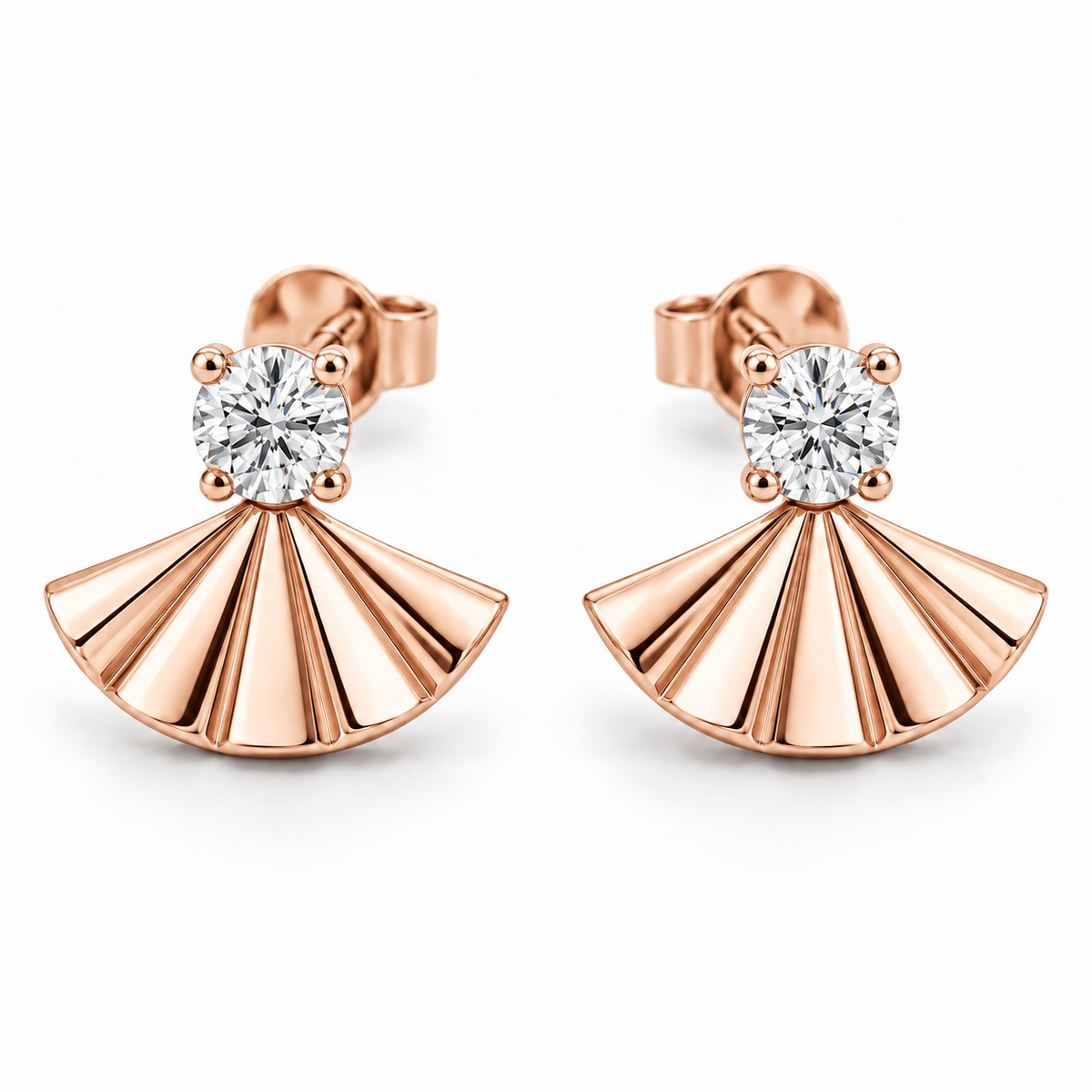 [metal:rose-gold] Nerelle Pleated Fan Earrings — front — Nerelle Pleated Fan Earrings front design illustration [catalog-v4]
