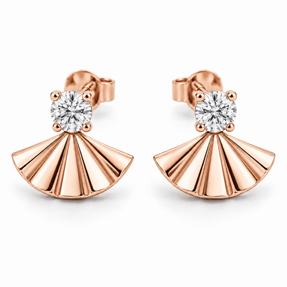 [metal:rose-gold] Nerelle Pleated Fan Earrings — front — Nerelle Pleated Fan Earrings front design illustration [catalog-v4]