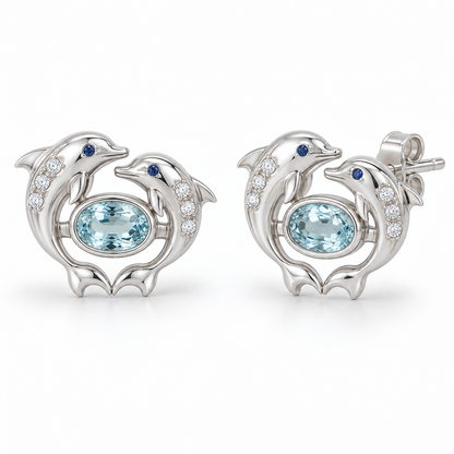Nerisse Dolphin Duet Studs - hero - [metal:platinum]