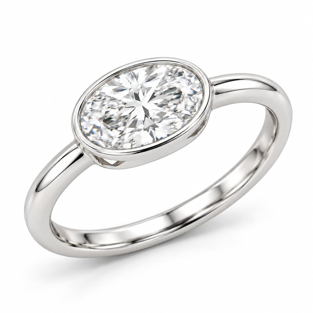 [metal:white-gold] Nerisse East-West Bezel Setting — three-quarter — Nerisse East-West Bezel Setting three-quarter design illustration [catalog-v4]