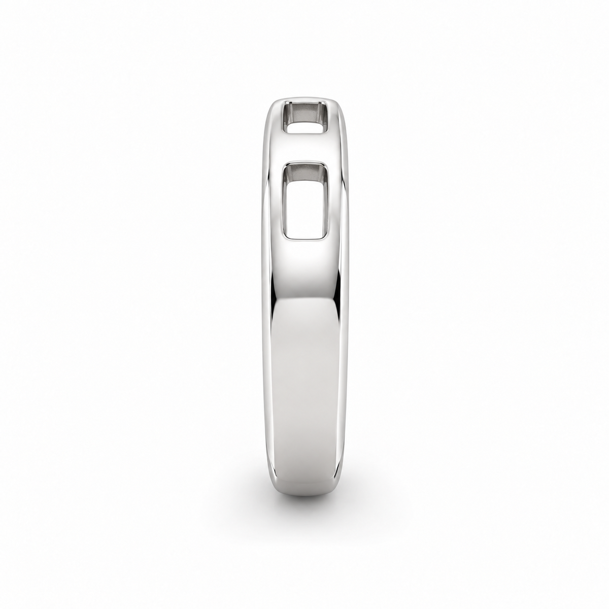 [metal:white-gold] Nevielle Crest-Window Band — edge-profile — Same design shown edge profile [catalog-v4]