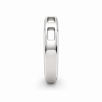 [metal:white-gold] Nevielle Crest-Window Band — edge-profile — Same design shown edge profile [catalog-v4]