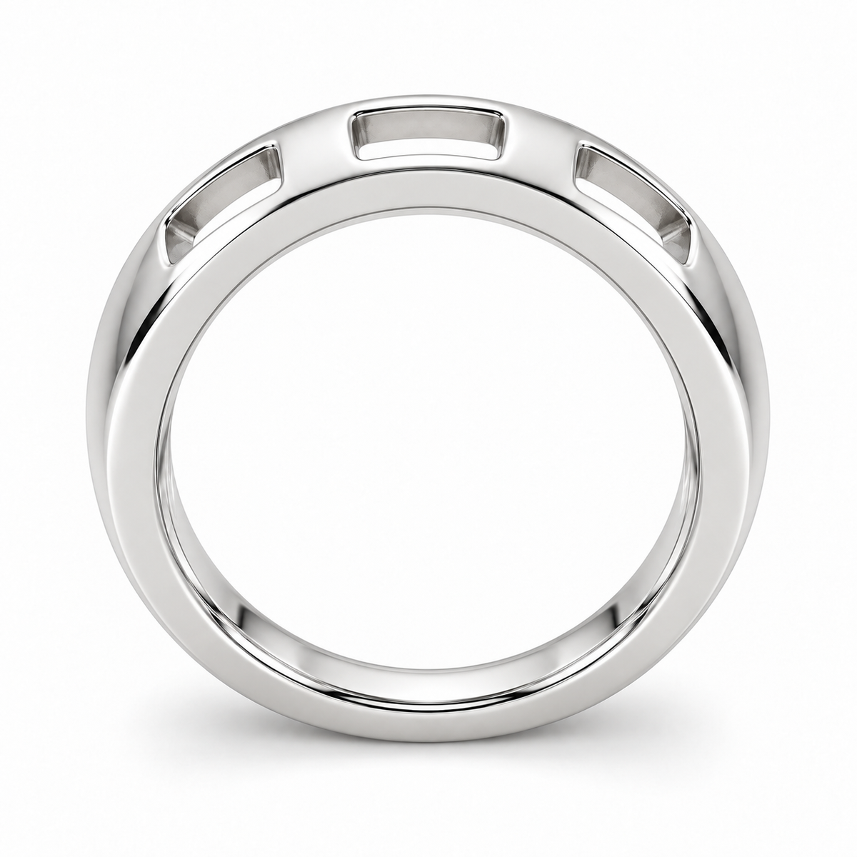 [metal:white-gold] Nevielle Crest-Window Band — circular — Same design shown circular [catalog-v4]