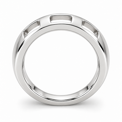 [metal:white-gold] Nevielle Crest-Window Band — circular — Same design shown circular [catalog-v4]