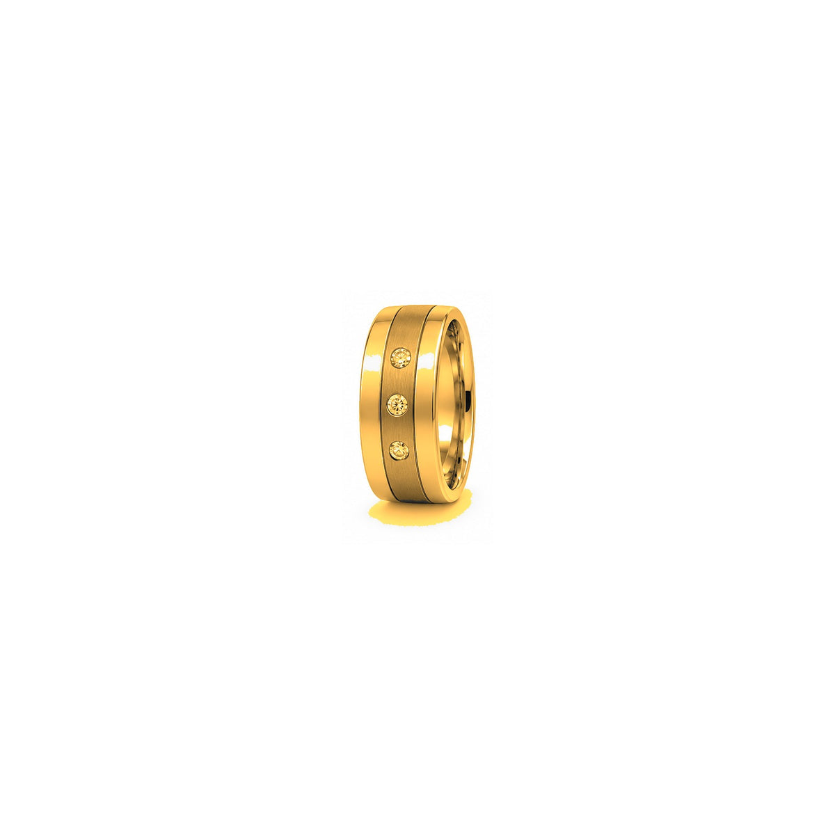 [metal:yellow-gold] Nikolai Two-Tone Diamond Band — yellow gold hero — illustrative catalogue render
