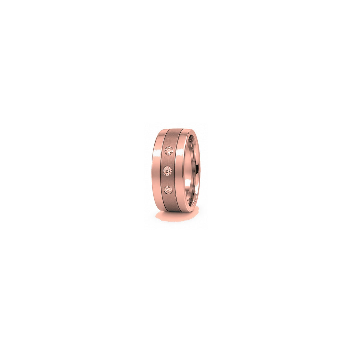 [metal:rose-gold] Nikolai Two-Tone Diamond Band — rose gold hero — illustrative catalogue render