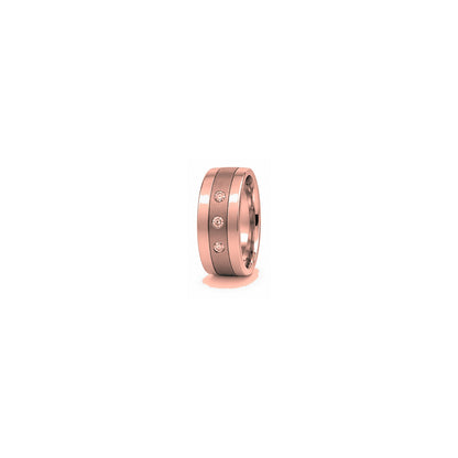 [metal:rose-gold] Nikolai Two-Tone Diamond Band — rose gold hero — illustrative catalogue render