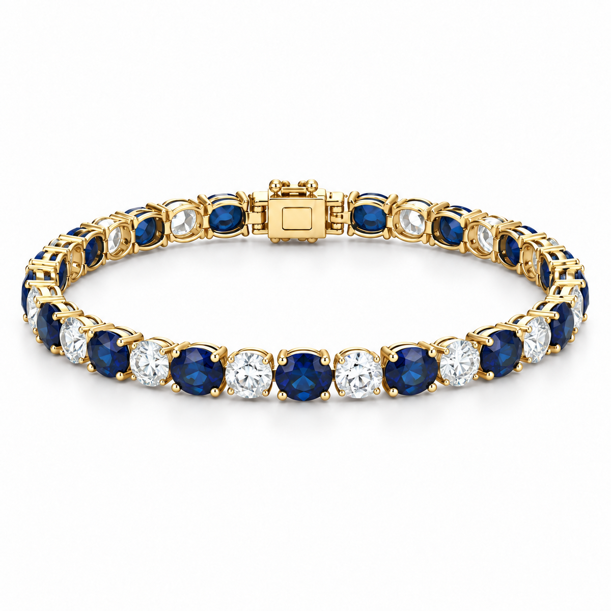 [metal:yellow-gold] Noelle Sapphire Tennis Bracelet — front — Yellow gold colour preview [catalog-v4]