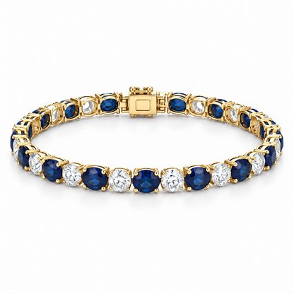 [metal:yellow-gold] Noelle Sapphire Tennis Bracelet — front — Yellow gold colour preview [catalog-v4]