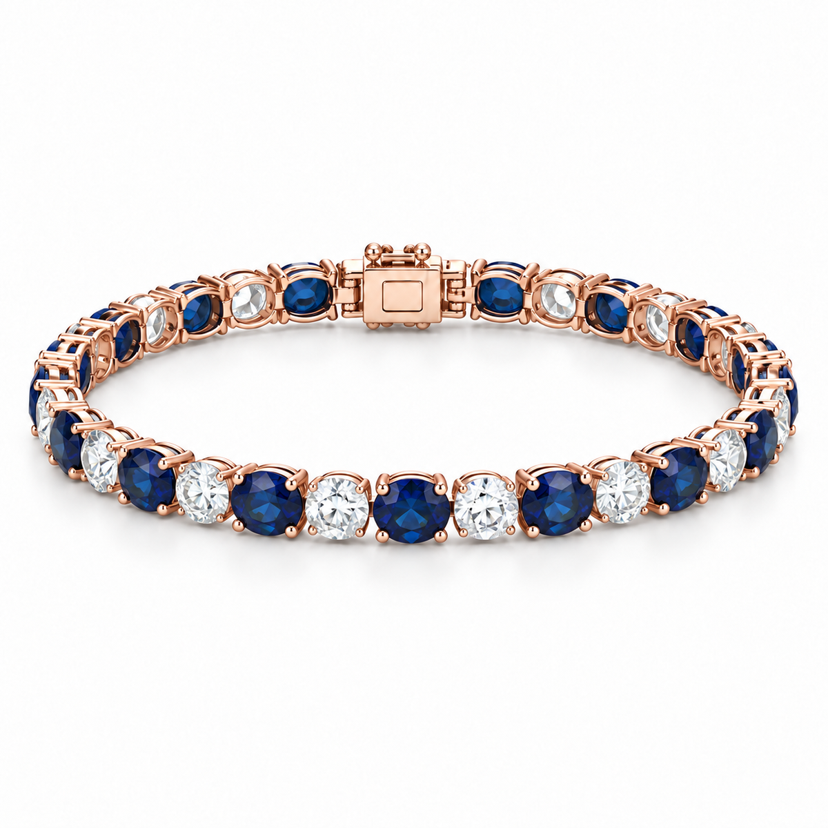 [metal:rose-gold] Noelle Sapphire Tennis Bracelet — front — Rose gold colour preview [catalog-v4]