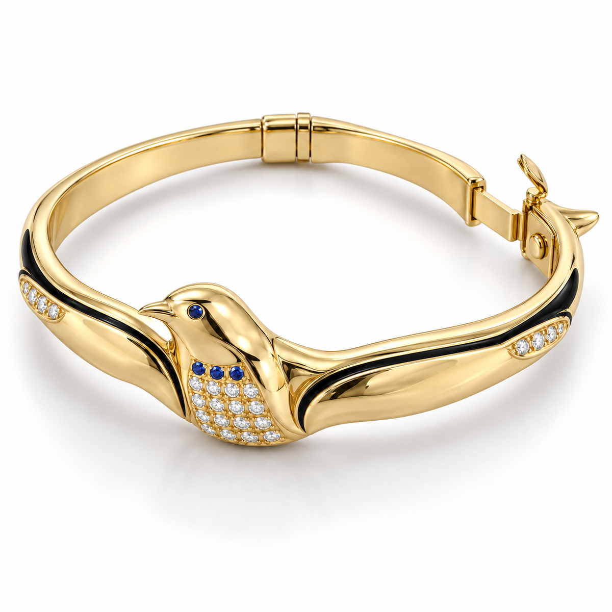 Nores Penguin Bracelet — alternate view with construction — [metal:all] — clasp opened