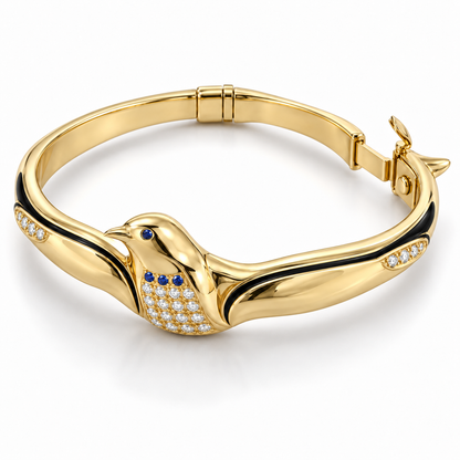 Nores Penguin Bracelet — alternate view with construction — [metal:all] — clasp opened
