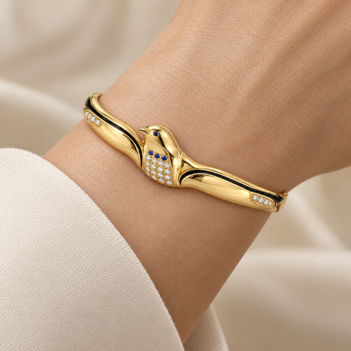 Nores Penguin Bracelet — worn view — [metal:all]