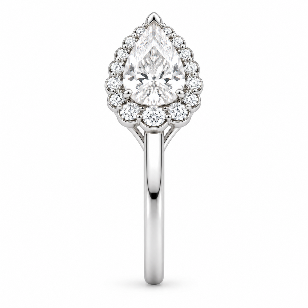 [metal:white-gold] Odessa Petal-Crown Halo Setting — side-profile — Original setting design illustration [catalog-v4]