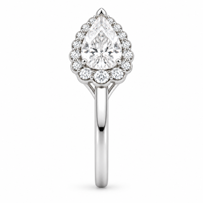 [metal:white-gold] Odessa Petal-Crown Halo Setting — side-profile — Original setting design illustration [catalog-v4]