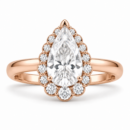 [metal:rose-gold] Odessa Petal-Crown Halo Setting — front — Original setting design illustration [catalog-v4]