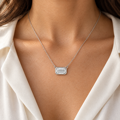 [metal:all] Odette Emerald Pendant — worn — Human-worn styling illustration [catalog-v4]