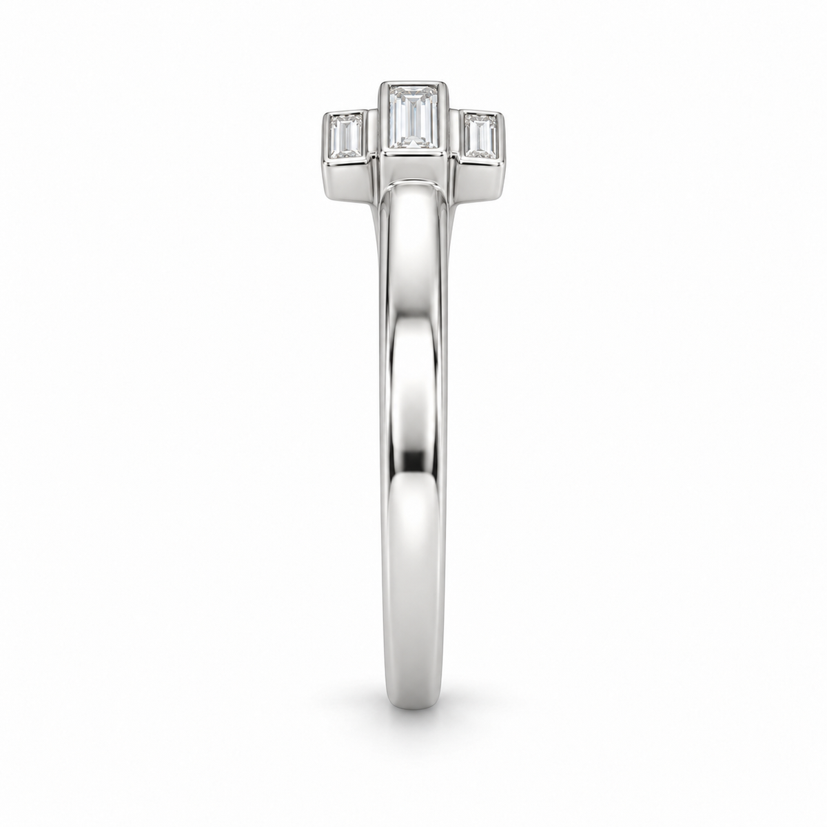 [metal:white-gold] Olivienne Baguette Crown Band — edge-profile — Same design shown edge profile [catalog-v4]