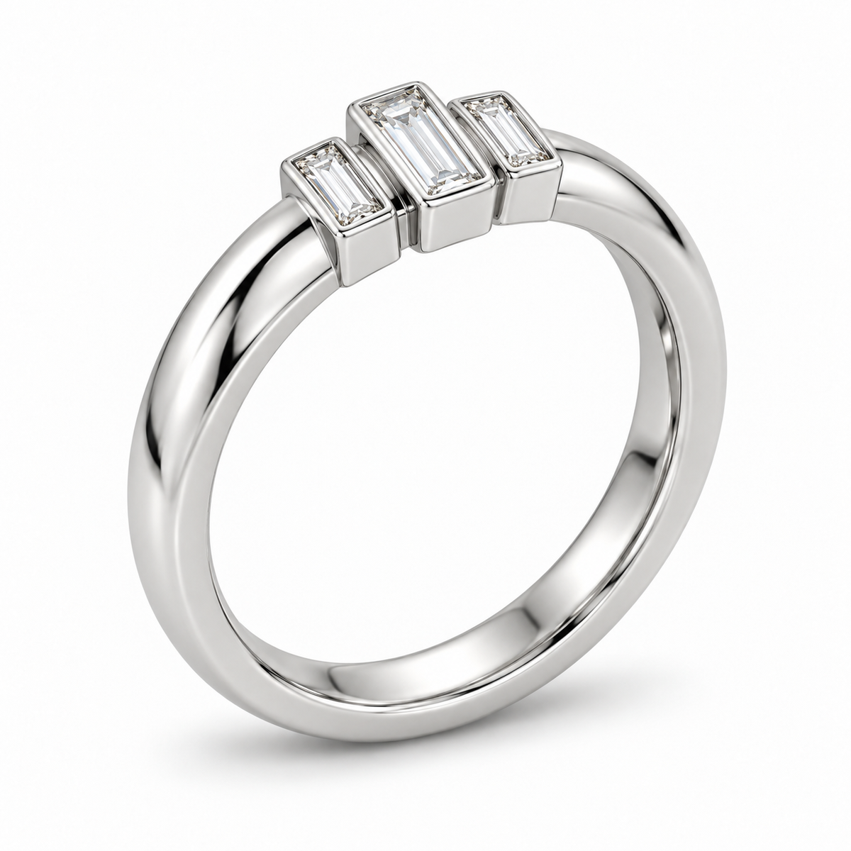 [metal:white-gold] Olivienne Baguette Crown Band — oblique — Same design shown oblique [catalog-v4]