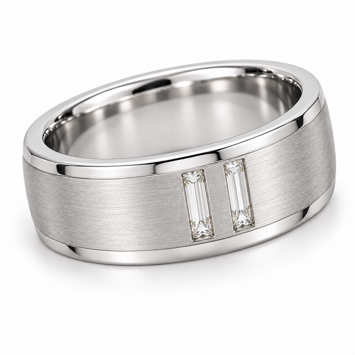 [metal:white-gold] Olivier Twin Baguette Band — three-quarter — Olivier Twin Baguette Band three-quarter design illustration [catalog-v4]