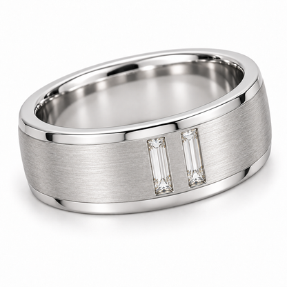 [metal:white-gold] Olivier Twin Baguette Band — three-quarter — Olivier Twin Baguette Band three-quarter design illustration [catalog-v4]