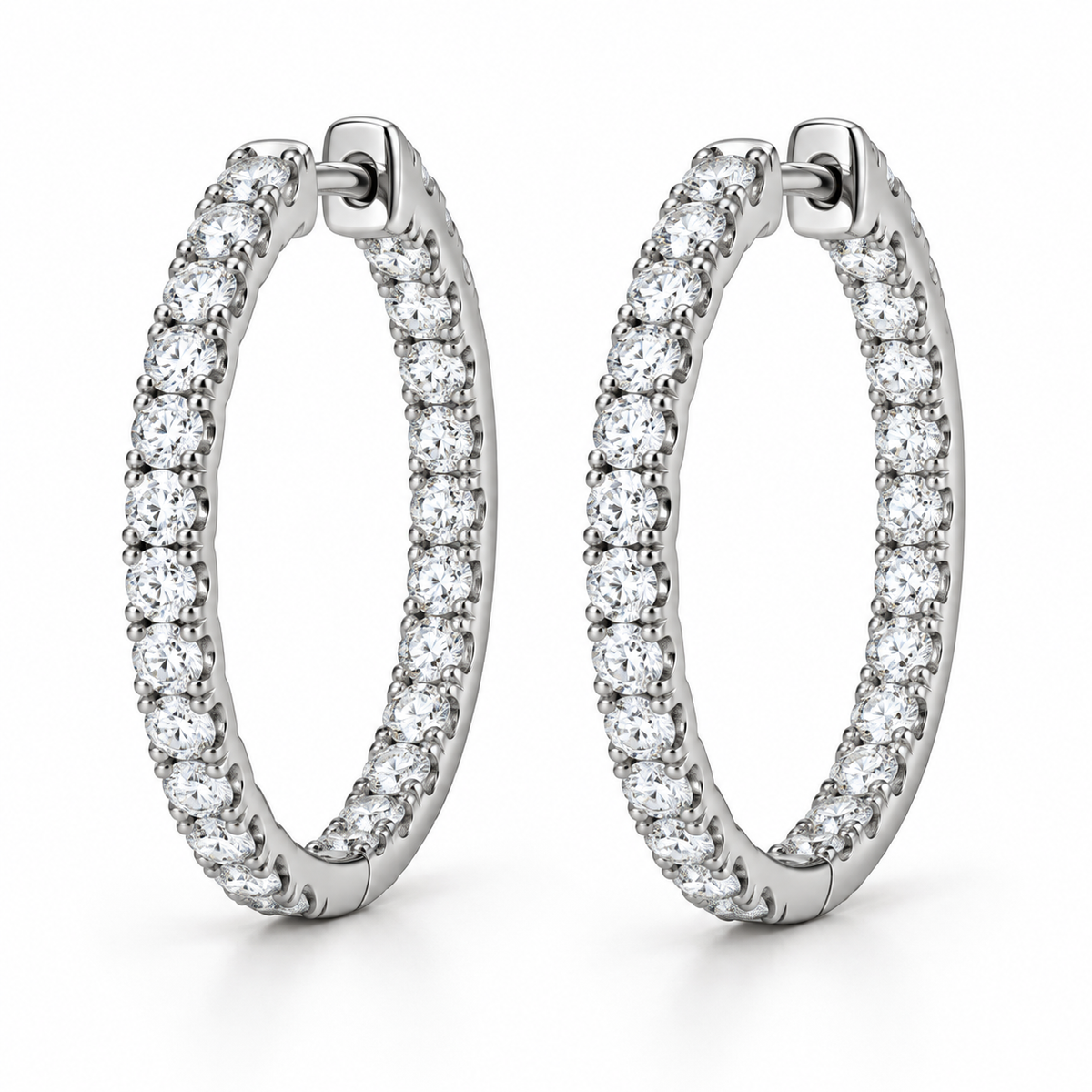 [metal:white-gold] Ondine Pavé Hoops — front — Matching inside-out diamond hoops, front view [catalog-v4]