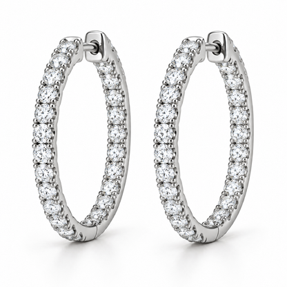 [metal:white-gold] Ondine Pavé Hoops — front — Matching inside-out diamond hoops, front view [catalog-v4]