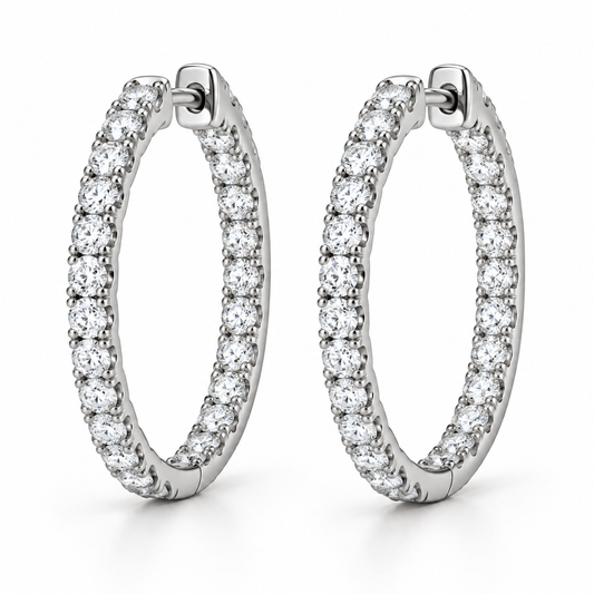 [metal:white-gold] Ondine Pavé Hoops — front — Matching inside-out diamond hoops, front view [catalog-v4]