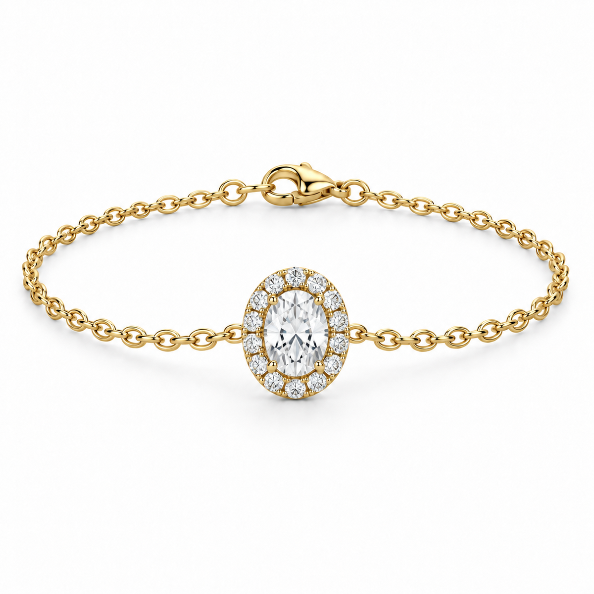 [metal:yellow-gold] Ophelia Halo Bracelet — front — Yellow gold colour preview [catalog-v4]