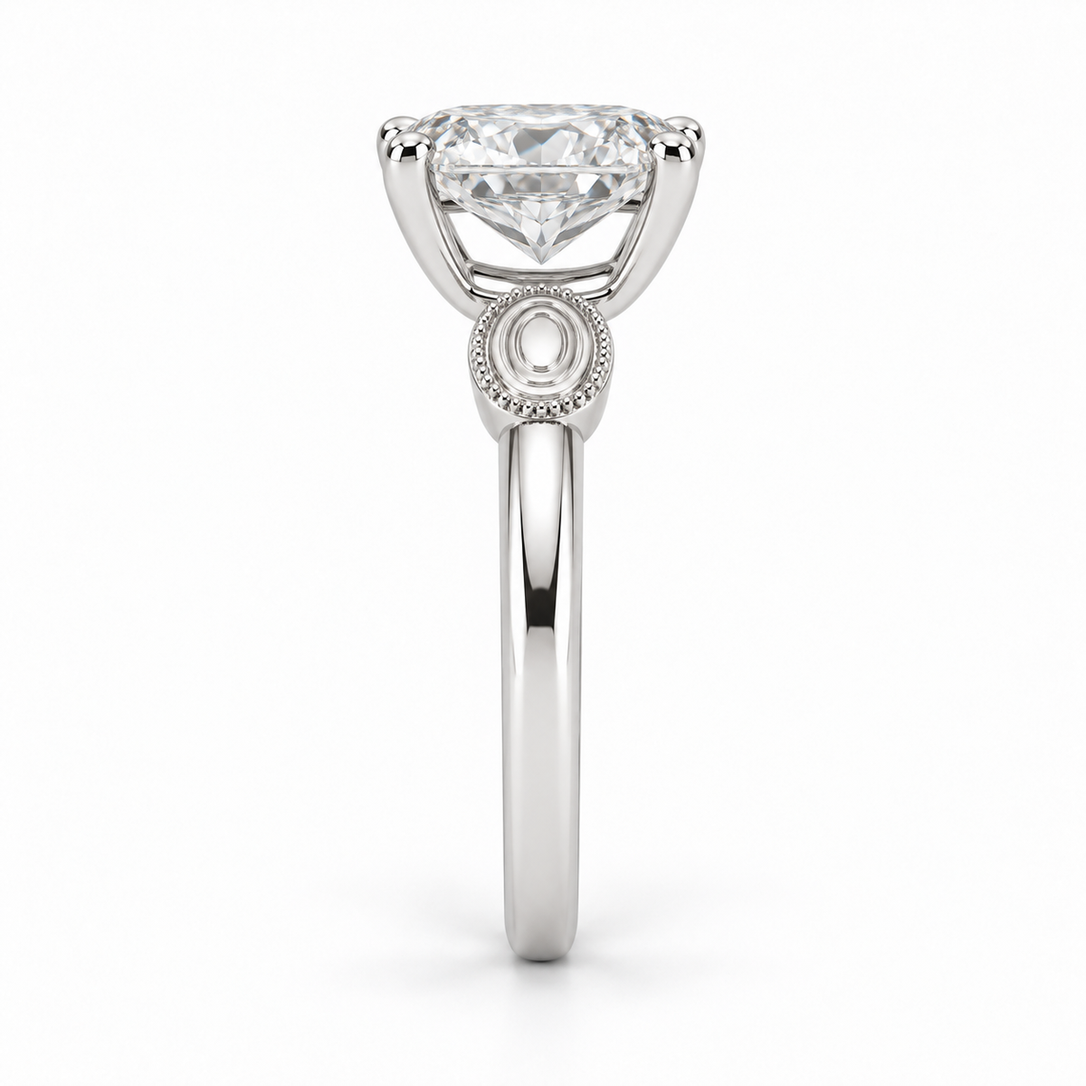 [metal:white-gold] Ophira Cartouche Solitaire Setting — edge-profile — Same design shown edge profile [catalog-v4]
