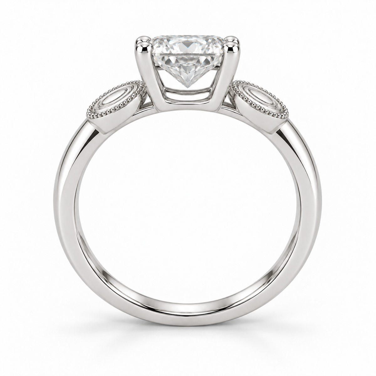 [metal:white-gold] Ophira Cartouche Solitaire Setting — circular — Same design shown circular [catalog-v4]