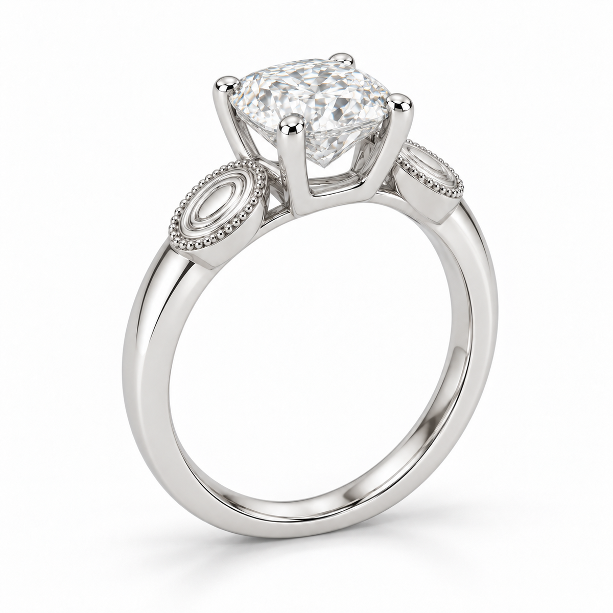 [metal:white-gold] Ophira Cartouche Solitaire Setting — oblique — Same design shown oblique [catalog-v4]