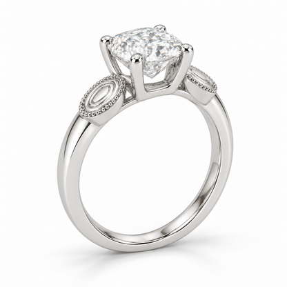 [metal:white-gold] Ophira Cartouche Solitaire Setting — oblique — Same design shown oblique [catalog-v4]