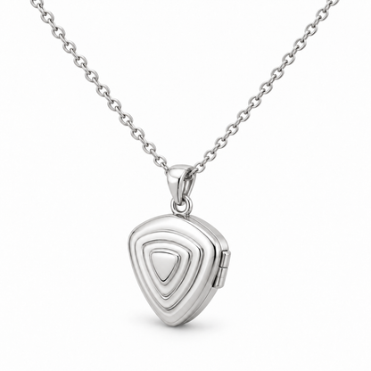 [metal:white-gold] Orelisse Ripple Locket Necklace — three-quarter — Same design shown three quarter [catalog-v4]