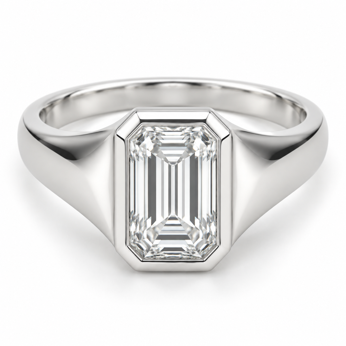 [metal:white-gold] Oriana Tapered Bezel Setting — front — Oriana Tapered Bezel Setting front design illustration [catalog-v4]
