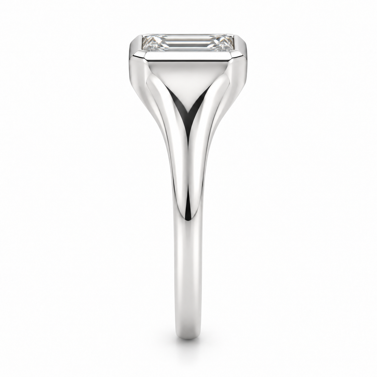 [metal:white-gold] Oriana Tapered Bezel Setting — side-profile — Oriana Tapered Bezel Setting side-profile design illustration [catalog-v4]