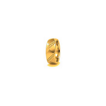 [metal:yellow-gold] Orion Geometric Diamond Band — yellow gold hero — illustrative catalogue render
