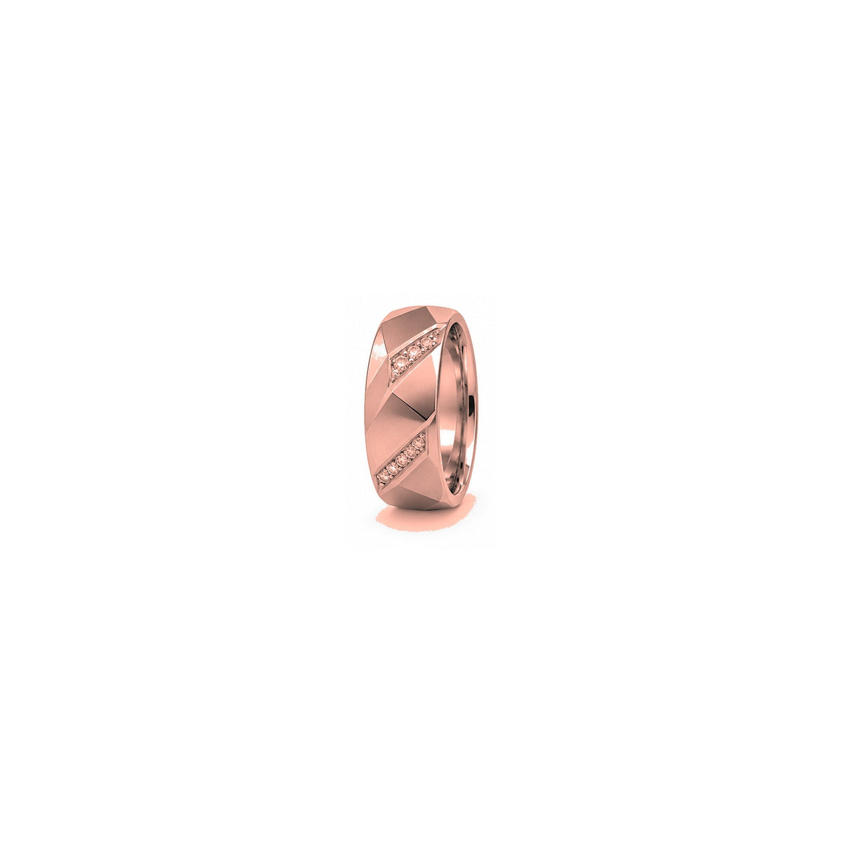 [metal:rose-gold] Orion Geometric Diamond Band — rose gold hero — illustrative catalogue render