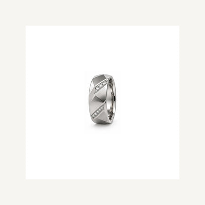 [metal:white-gold] Orion Geometric Diamond Band — white gold detail — illustrative catalogue render