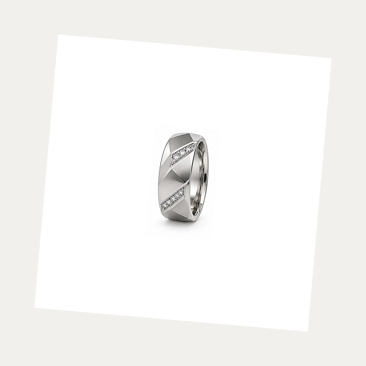 [metal:white-gold] Orion Geometric Diamond Band — white gold alternate — illustrative catalogue render