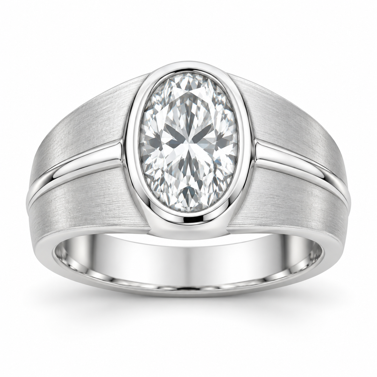 [metal:white-gold] Osric Oval Crest Setting — front — Original setting design illustration [catalog-v4]