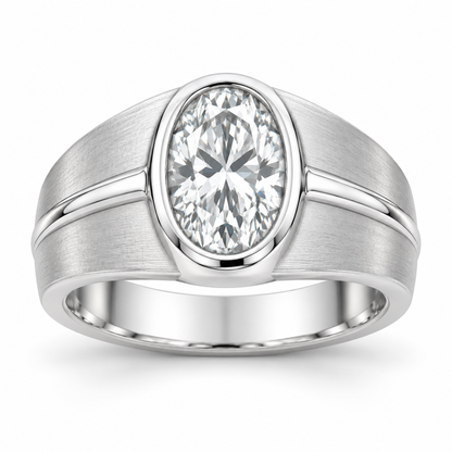 [metal:white-gold] Osric Oval Crest Setting — front — Original setting design illustration [catalog-v4]